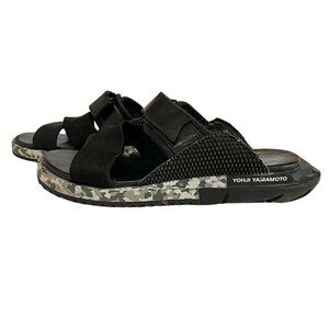 Y3 YAMAMOTO X ADIDAS MEN'S KAOHE BLACK LEATHER STRAPPY CAMO FLIP FLOP - 10
